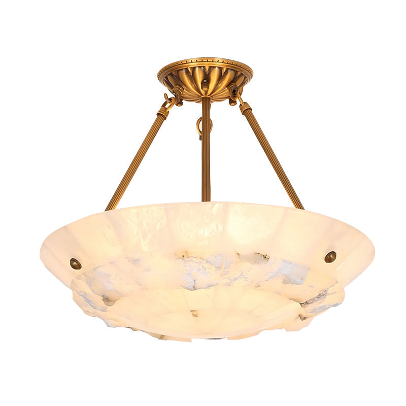Pendant Light With Brass Finish Alabaster Bowl