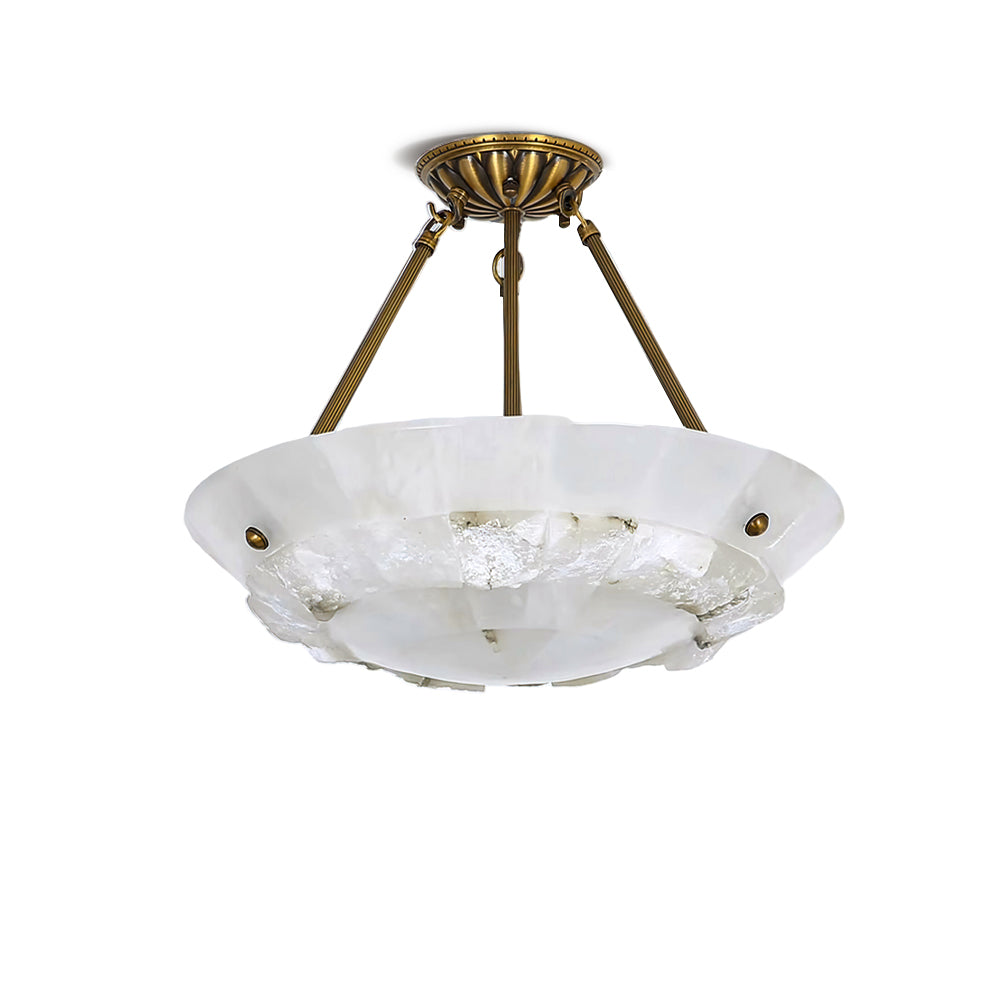 Pendant Light With Brass Finish Alabaster Bowl