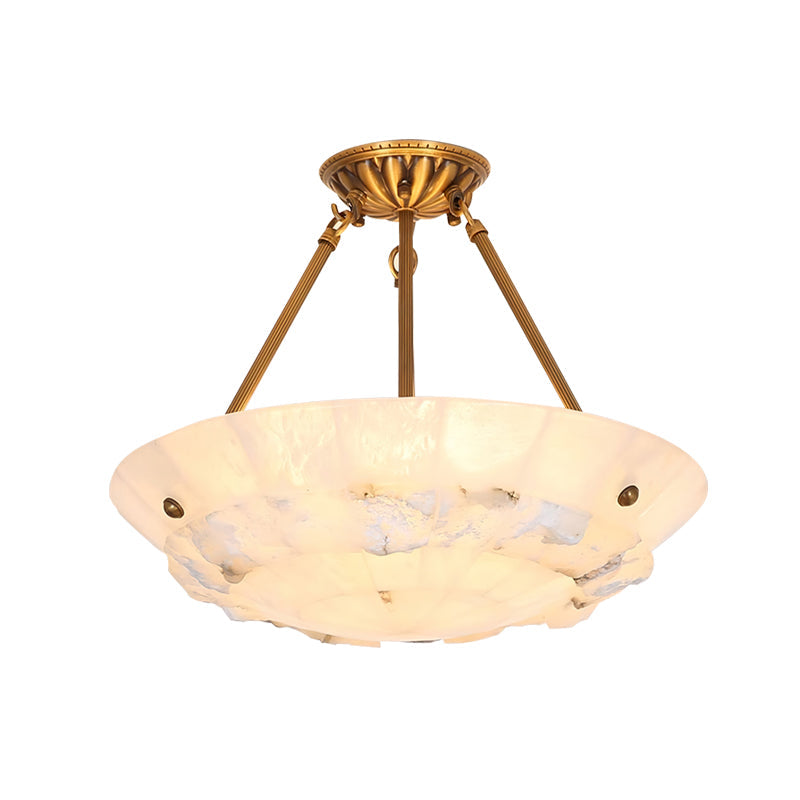 Pendant Light With Brass Finish Alabaster Bowl