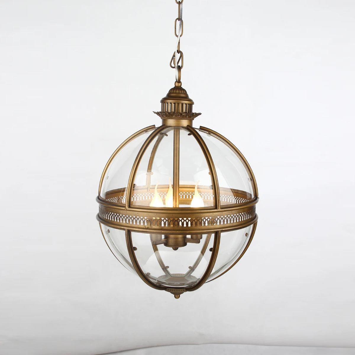 Rust Colored Frame Vintage Glass Globe Pendant Lamp