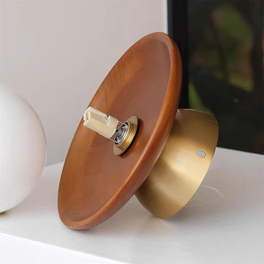 Flush Mount G9 Socket Brass And Walnut Opal Glass Globe Ceiling Light