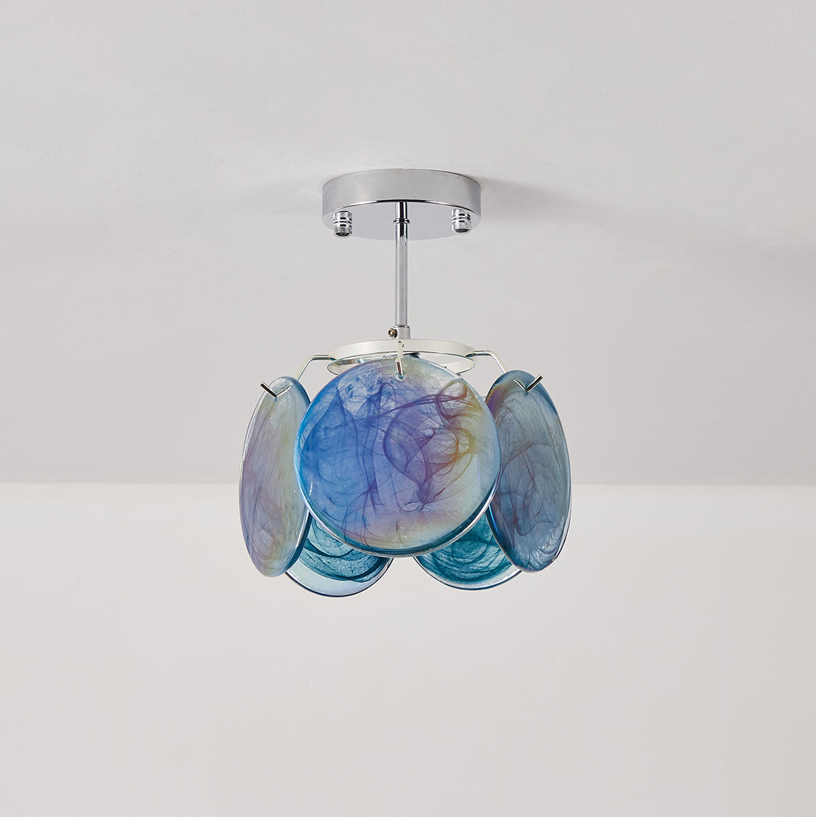 Damp Rated Glass Ceiling Light With Metal Canopy