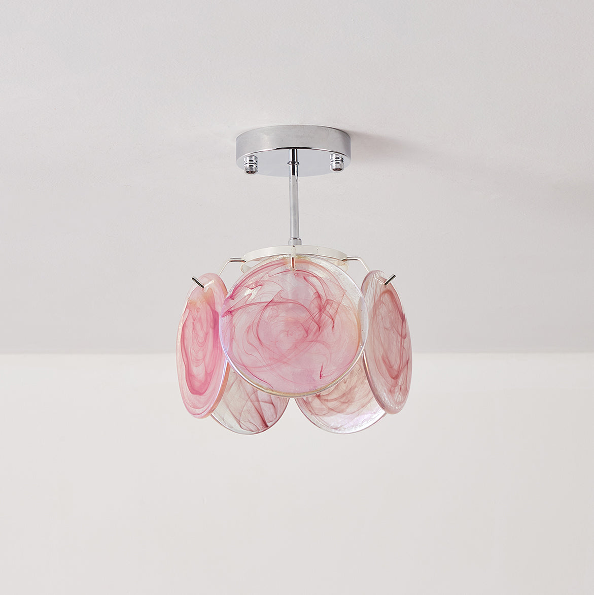 Damp Rated Glass Ceiling Light With Metal Canopy