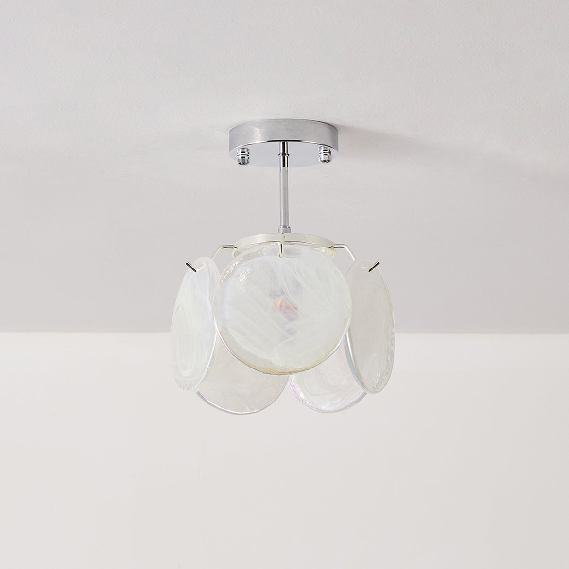 Damp Rated Glass Ceiling Light With Metal Canopy