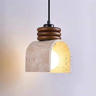 Warm Glow Arched Travertine Pendant Light