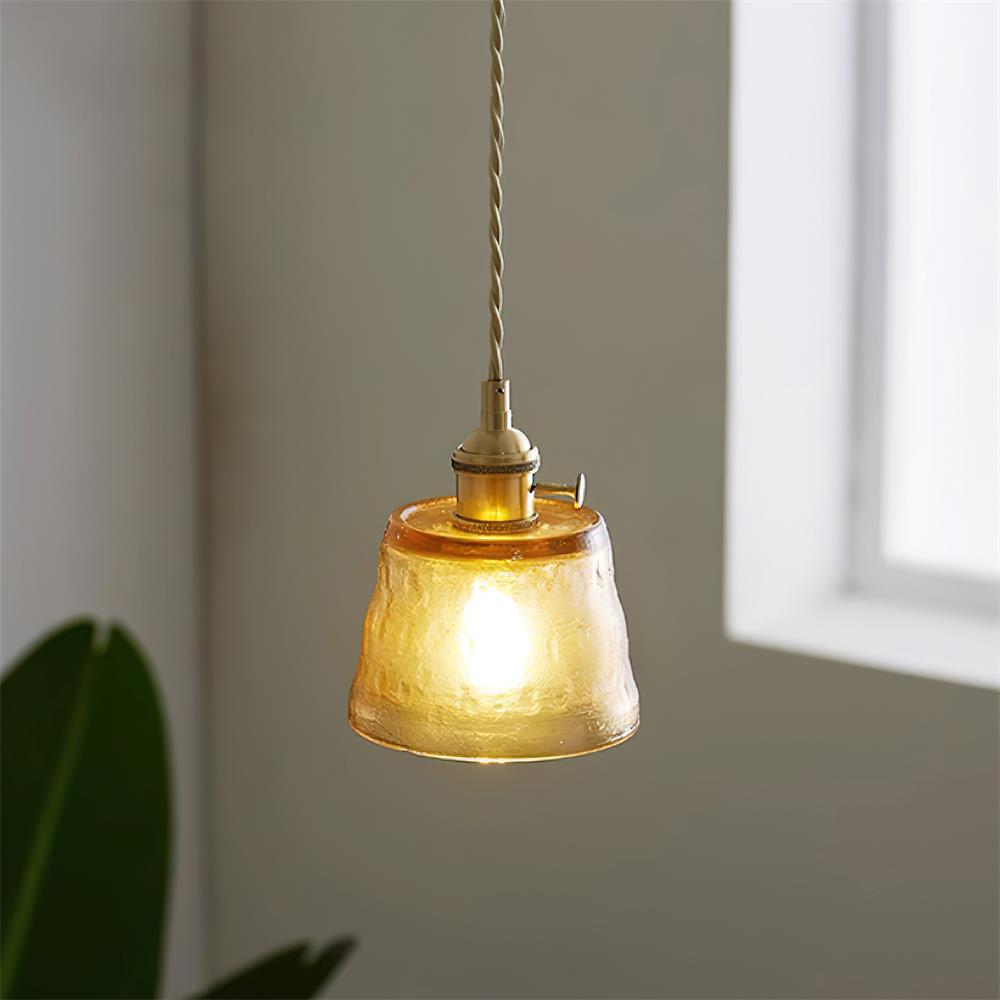 Textured Shade Brass Glass Pendant Lamp