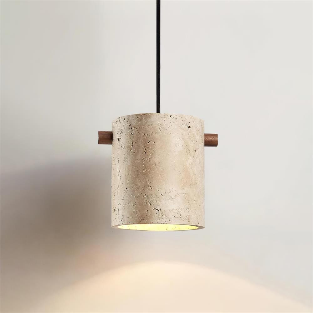 Natural Stone Shade Multi Head Travertine Pendant Lamp