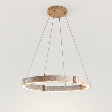 Travertine And Wood Calm Ambience Pendant Light