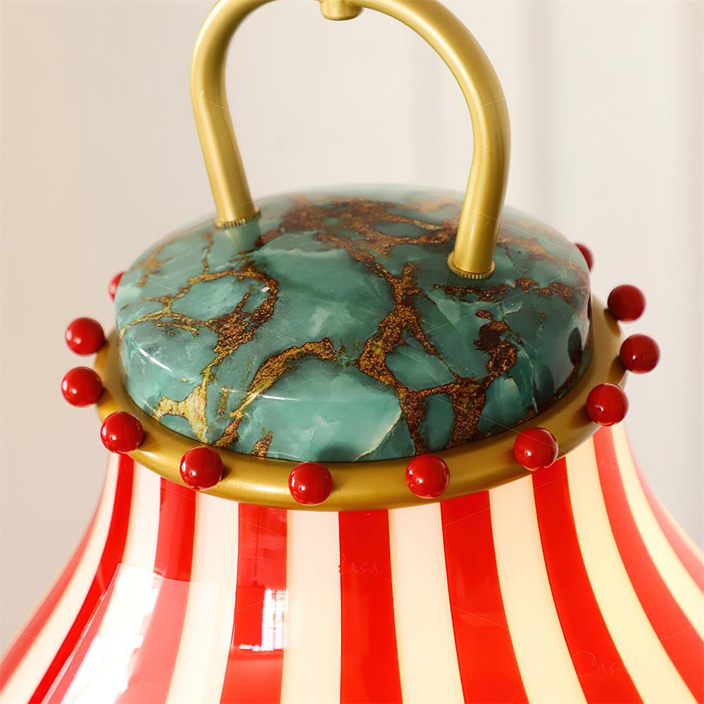Glass Pendant Light Striking Red And White Striped