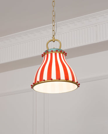 Glass Pendant Light Striking Red And White Striped