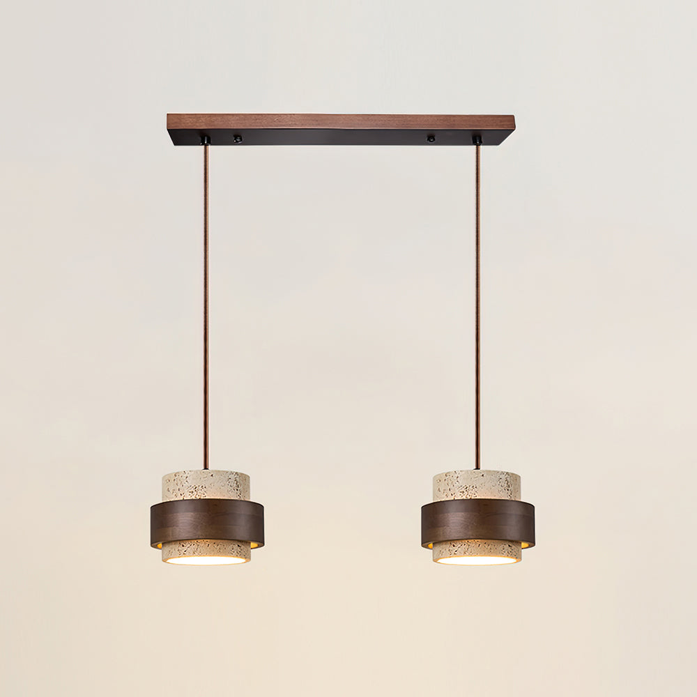 Warmth Walnut Band Pendant Light With Travertine