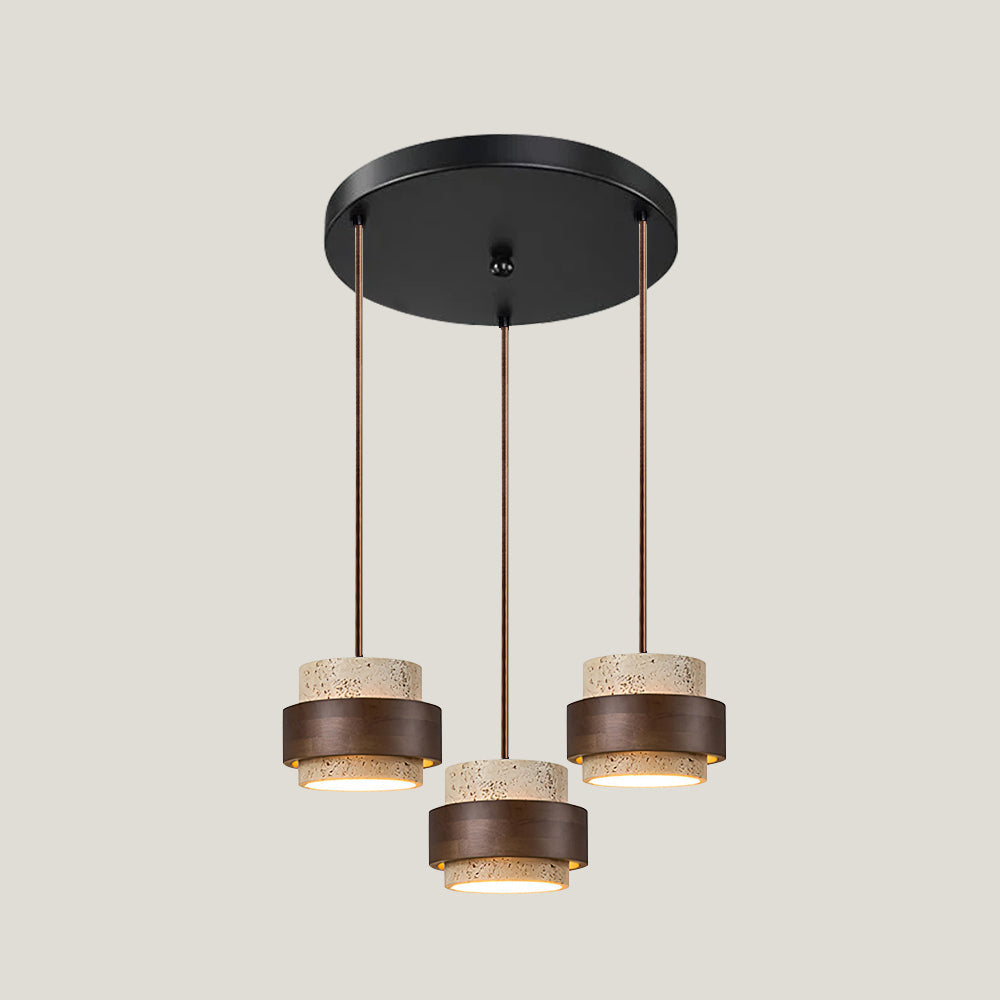 Warmth Walnut Band Pendant Light With Travertine