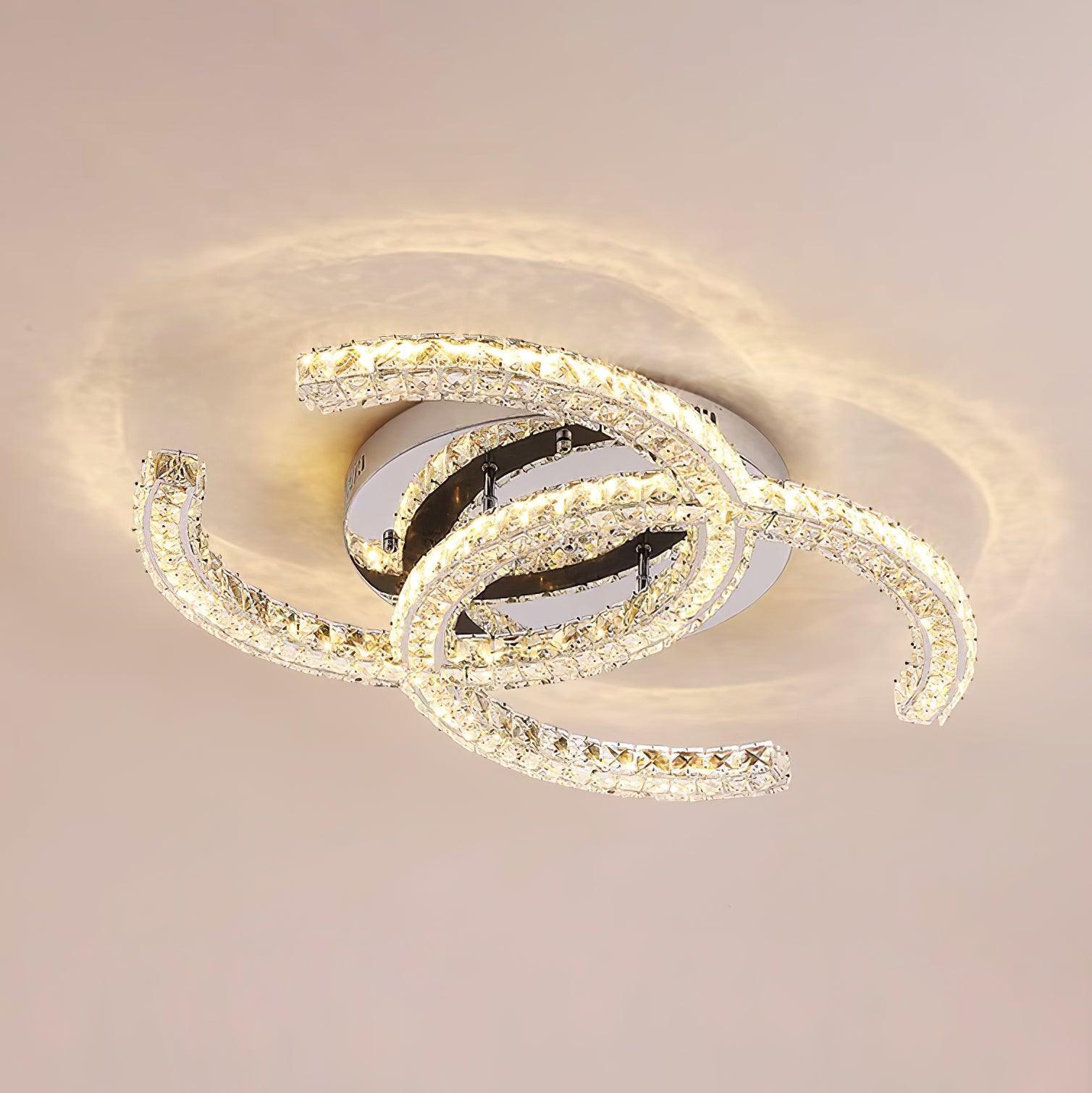 Dual C Curves Crystal Ceiling Light With K9 Crystals