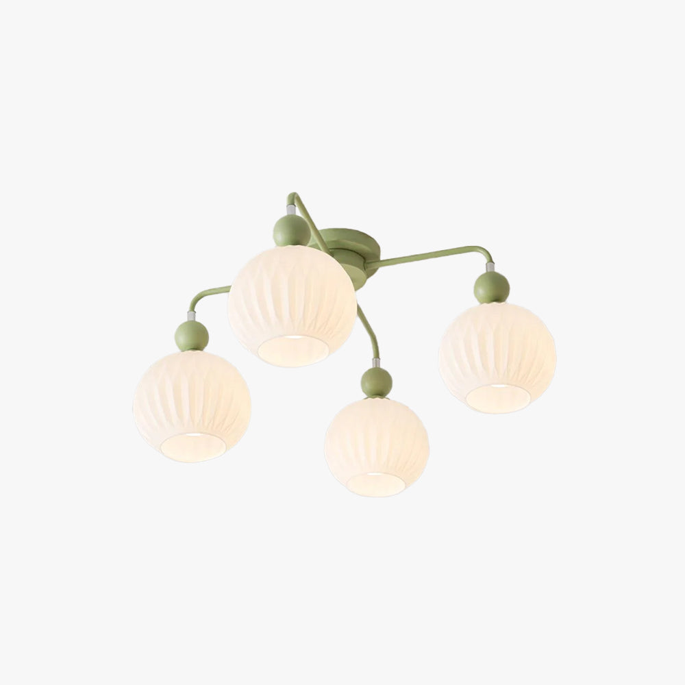 Sculptural Arms Ceiling Light With Rippled Glass Globe