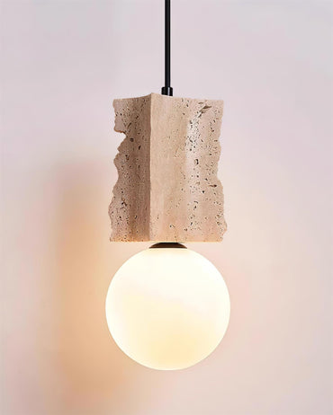Soft Subtle Glow Globe Organic Travertine Pendant Light
