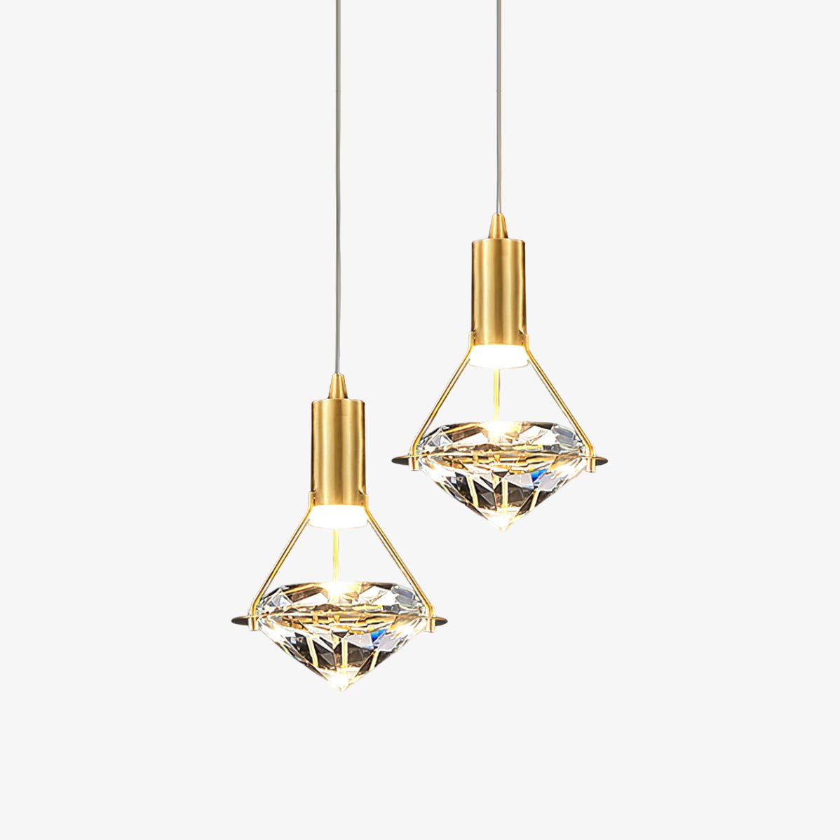 Integrated Led Pendant Lamp With Elegant Brass Crystal