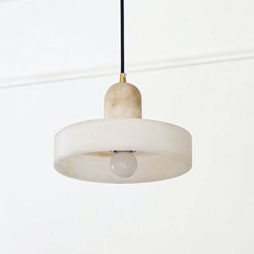 Warm Ambience Created by Alabaster Disc Orb Pendant Light