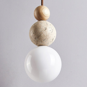 Warm Glow Travertine Yellow Cluster Sphere Pendant Light