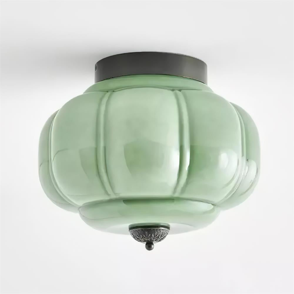 Metal Canopy Glass Green Light Ceiling