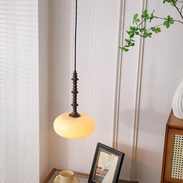Dimmable White Shade Vintage Brown Glass Pendant Lamp
