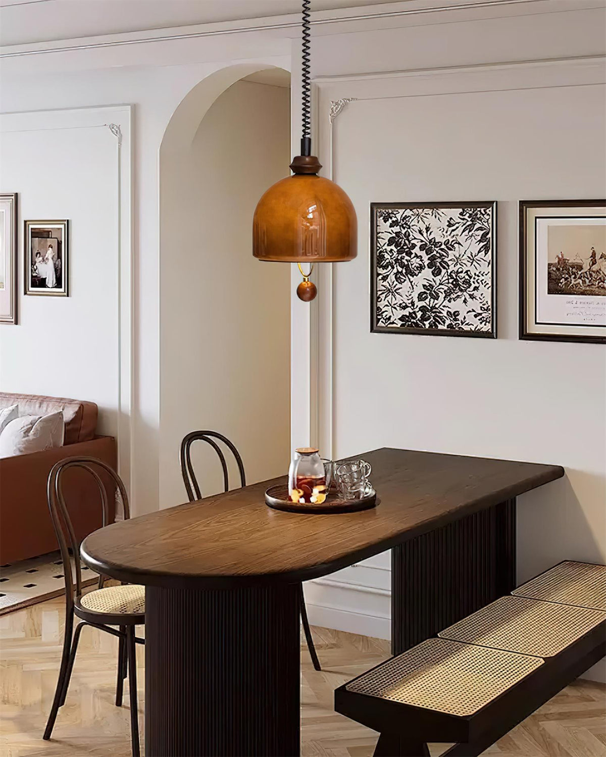 Pendant Light Dimmable Glass Vintage Black Matte