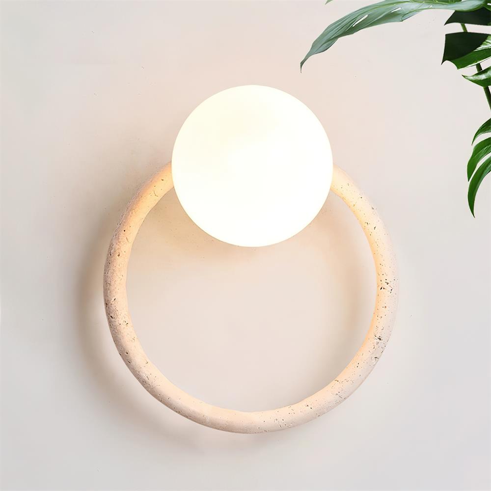 Wing Wall Light With Walnut Wood Trim Elegant Travertine