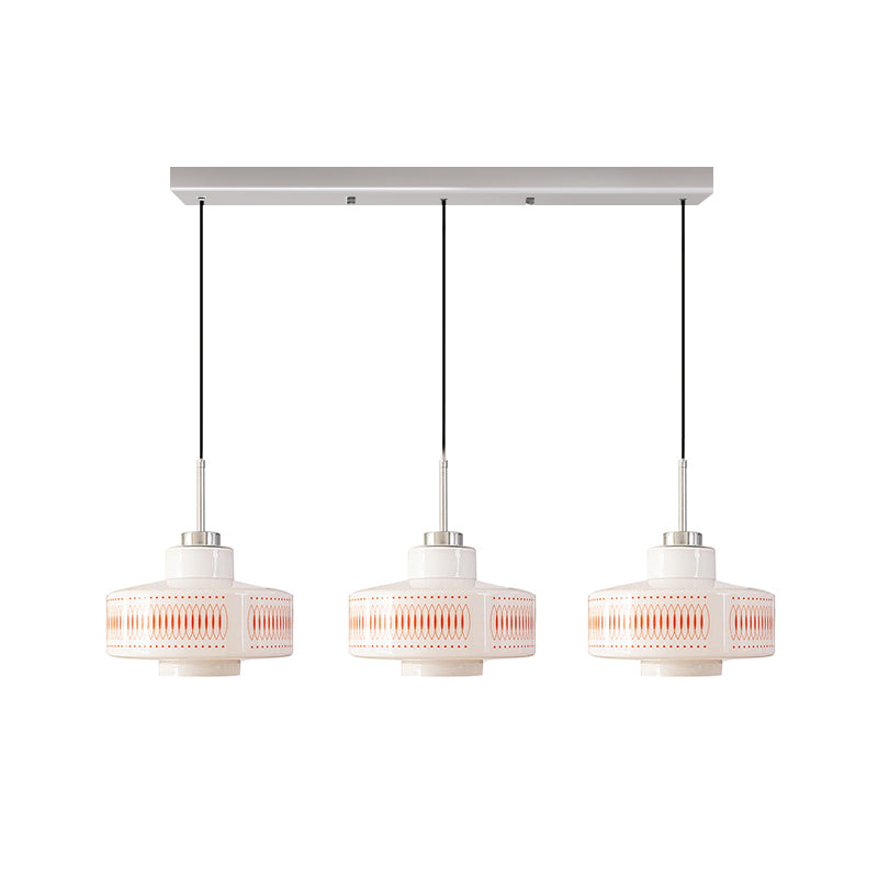 Warm Glow Glass Pendant Light With Geometric Mid Century