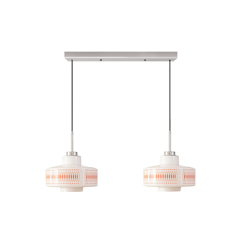 Warm Glow Glass Pendant Light With Geometric Mid Century