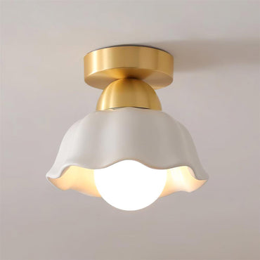 Wall Or Ceiling Light With E14 Socket Dimmable Brass And White