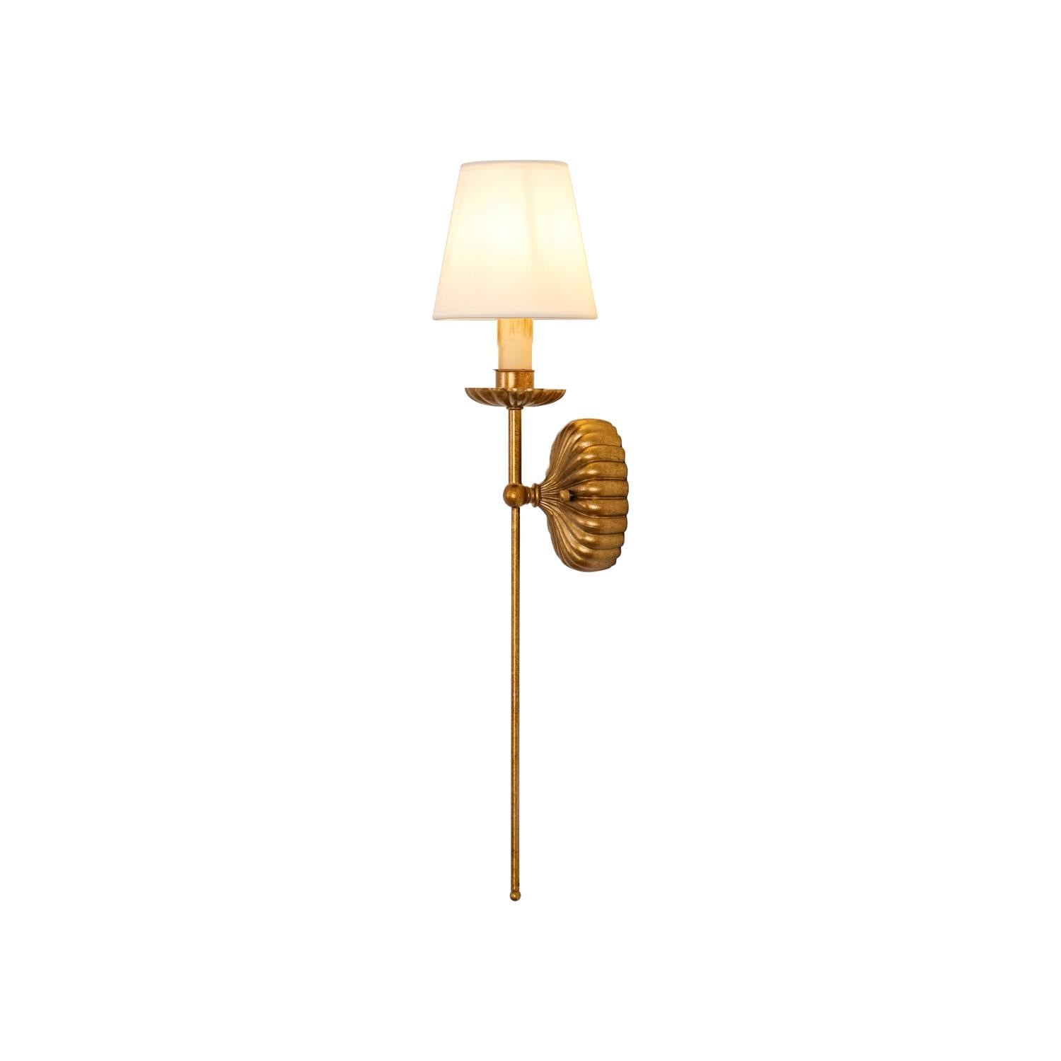 Antique Gold Leaf Backplate With Double Candle Wall Lamp