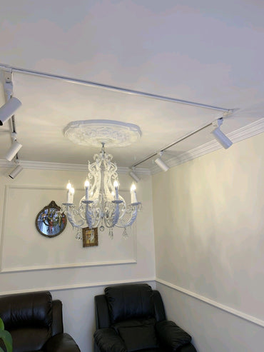Chandelier With Candle Holder And Crystal Bead Pendant