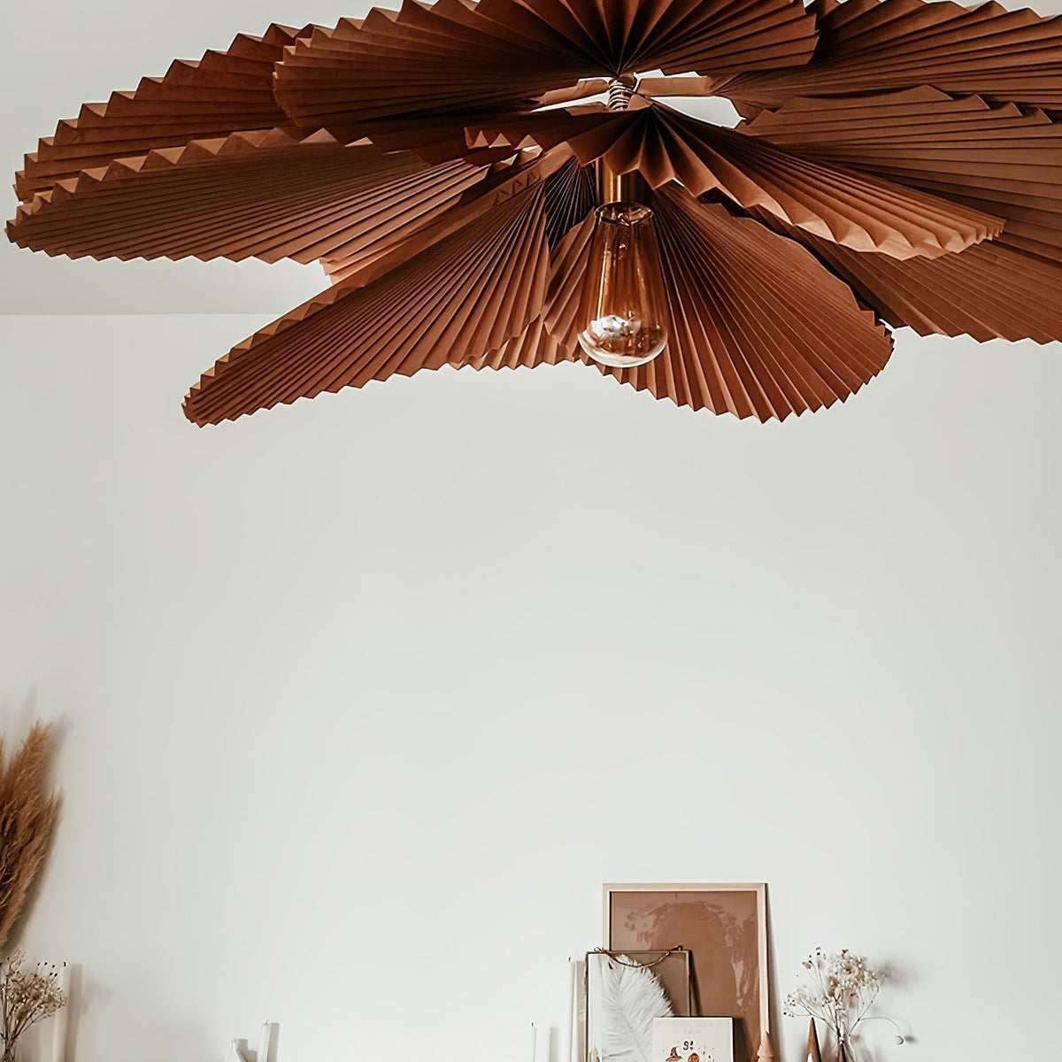 Pendant Lamp With Warm Glow Lyra Pleated Leaf Lotus