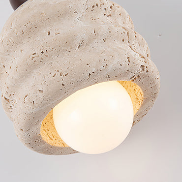 Natural Glow Sculpted Travertine Ripple Pendant Light