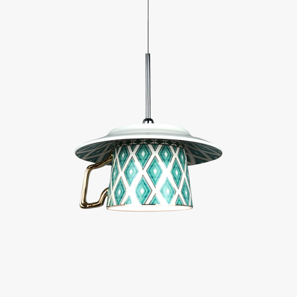 Ceramic Vintage Pendant Cup Light Argyle For Bedroom