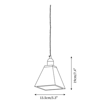 Walnut Finish Wood Pendant Lamp With Brass Accents