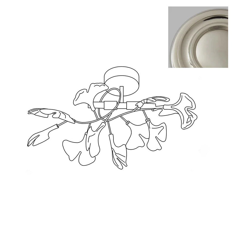 Frosted Glass Leaves And Gold Base Ginkgo Bloom Ceiling Light