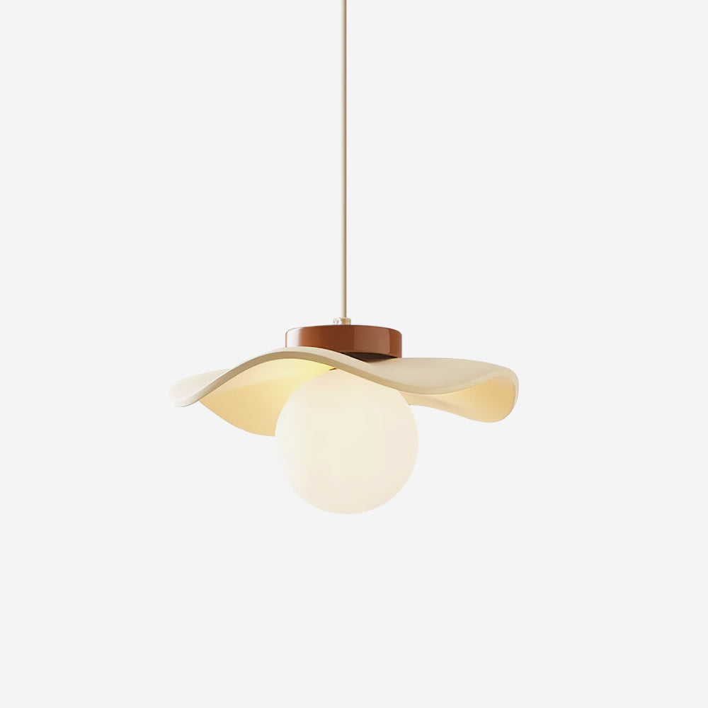 Minimalist Glass And Metal Pendant Lamp With Wavy Shade
