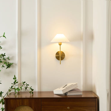 White Cone Shade Wall Light With Brushed Brass