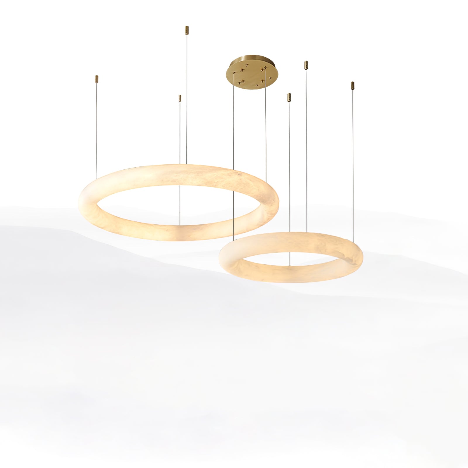 Pendant Light With Warm Ambient Glow And Circular Alabaster