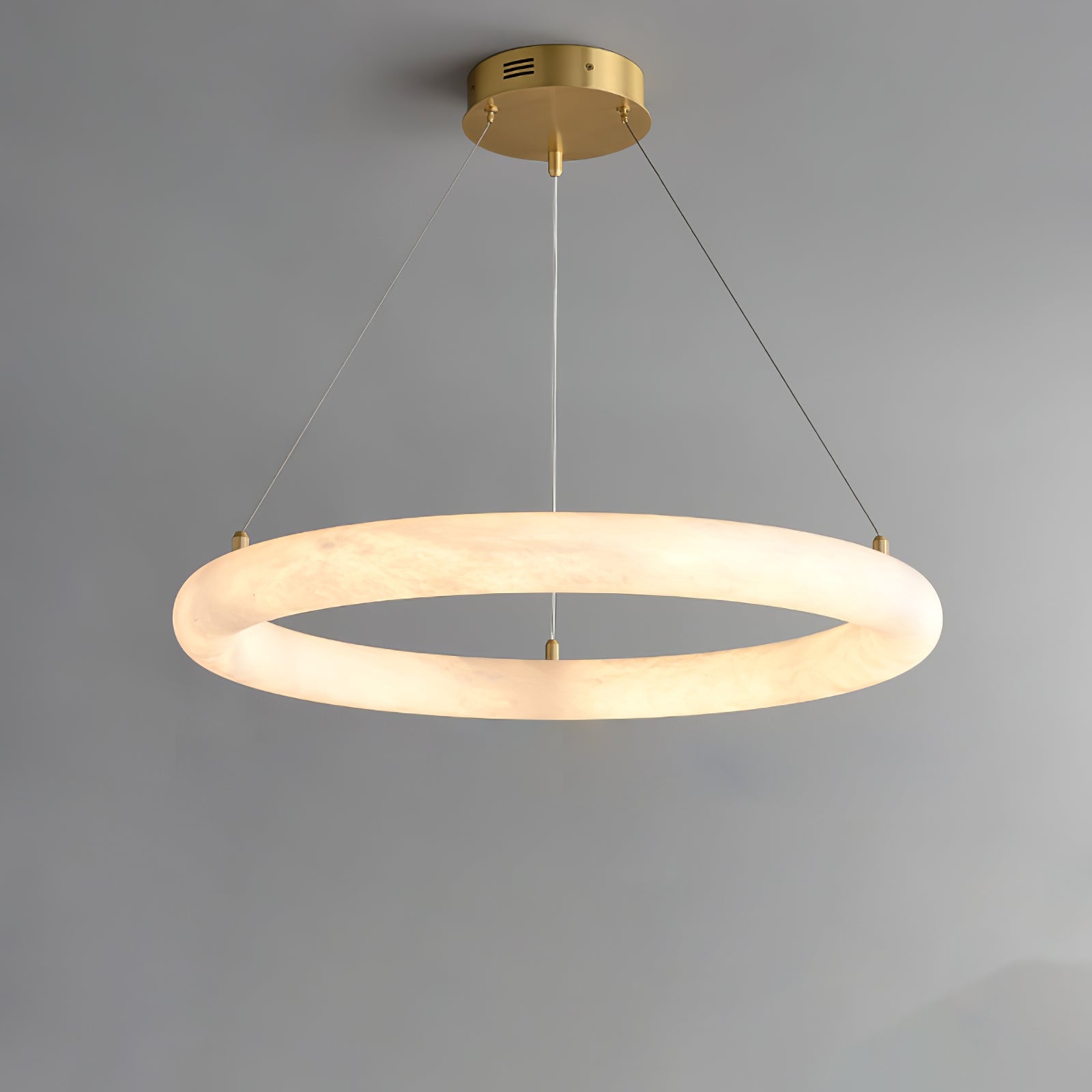 Pendant Light With Warm Ambient Glow And Circular Alabaster