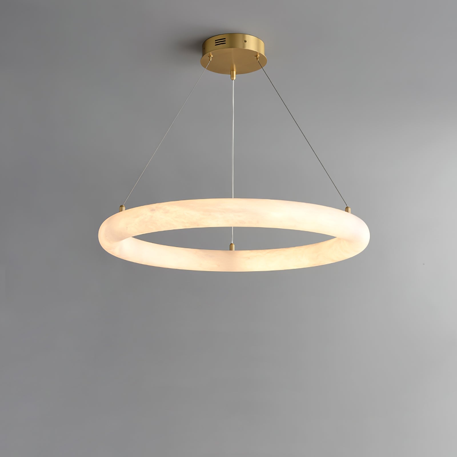 Pendant Light With Warm Ambient Glow And Circular Alabaster