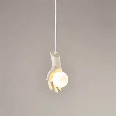 Pendant Light With Wooden Grip Hand Sculpted Globe