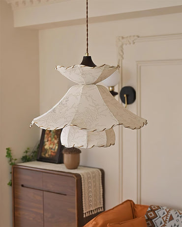 Soft Lighting Minimalist Fabric Scalloped Pendant Lamp