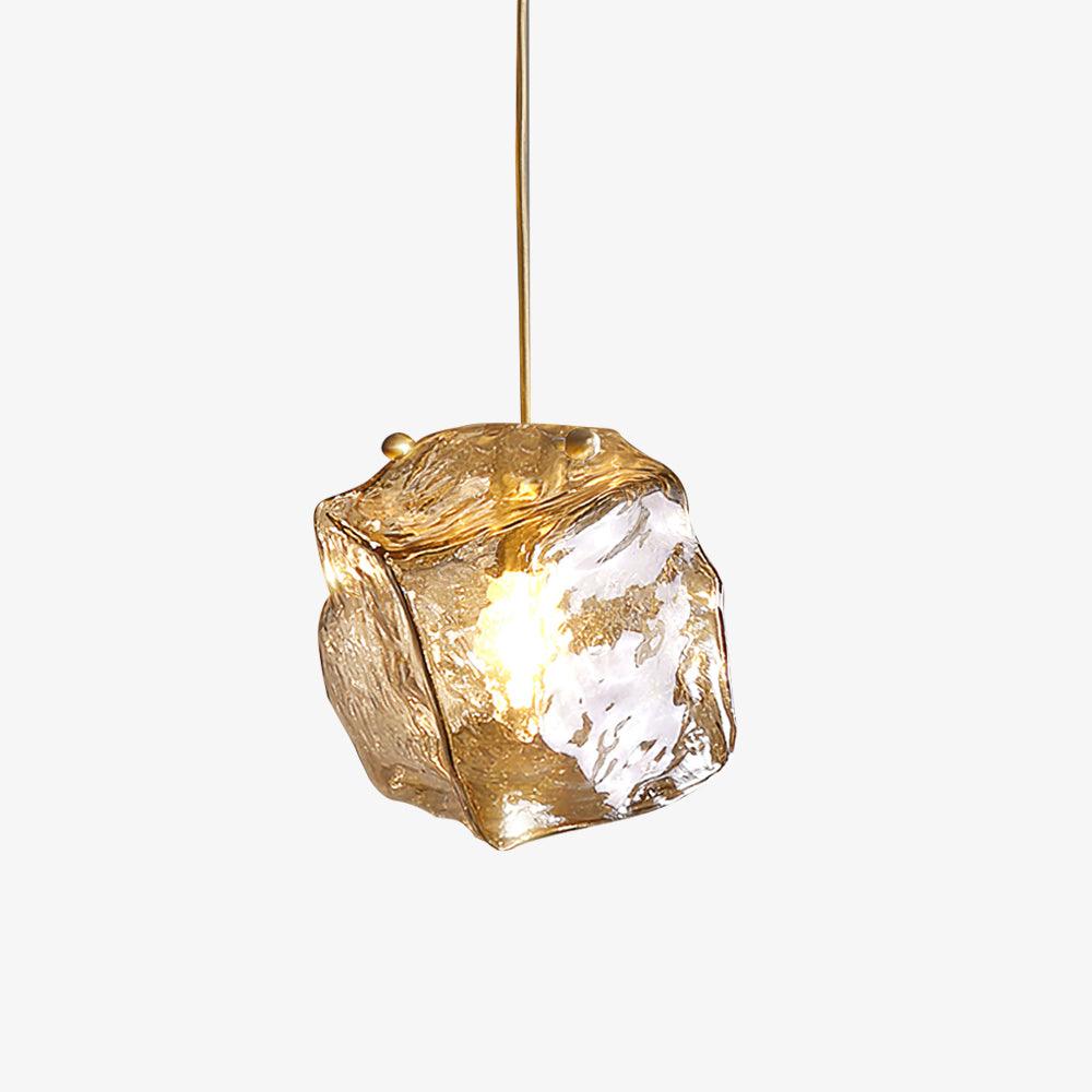 Pendant Light Ice Crackle Glass Premium Brass