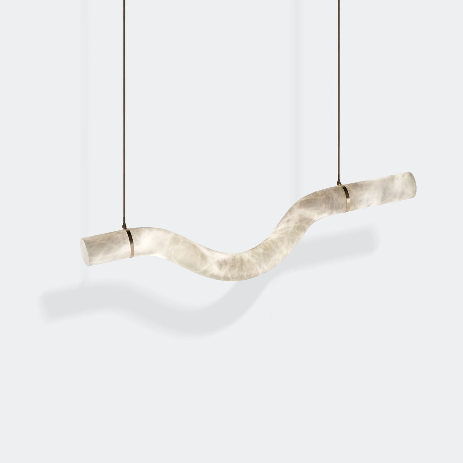 Warm Glow Alabaster Pendant Light With Leather Straps