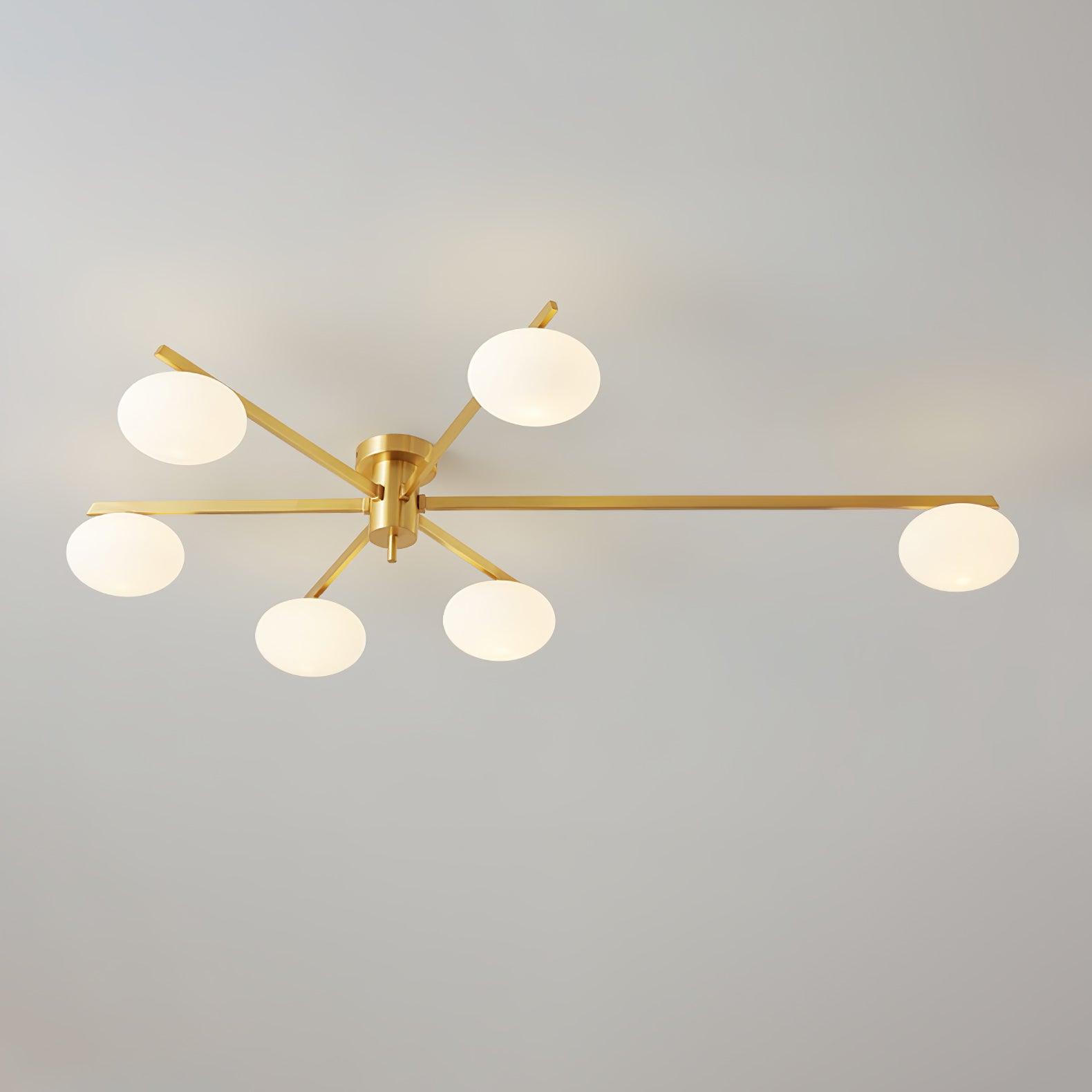 Glass Ceiling Light Modern Black With White Oval Shade
