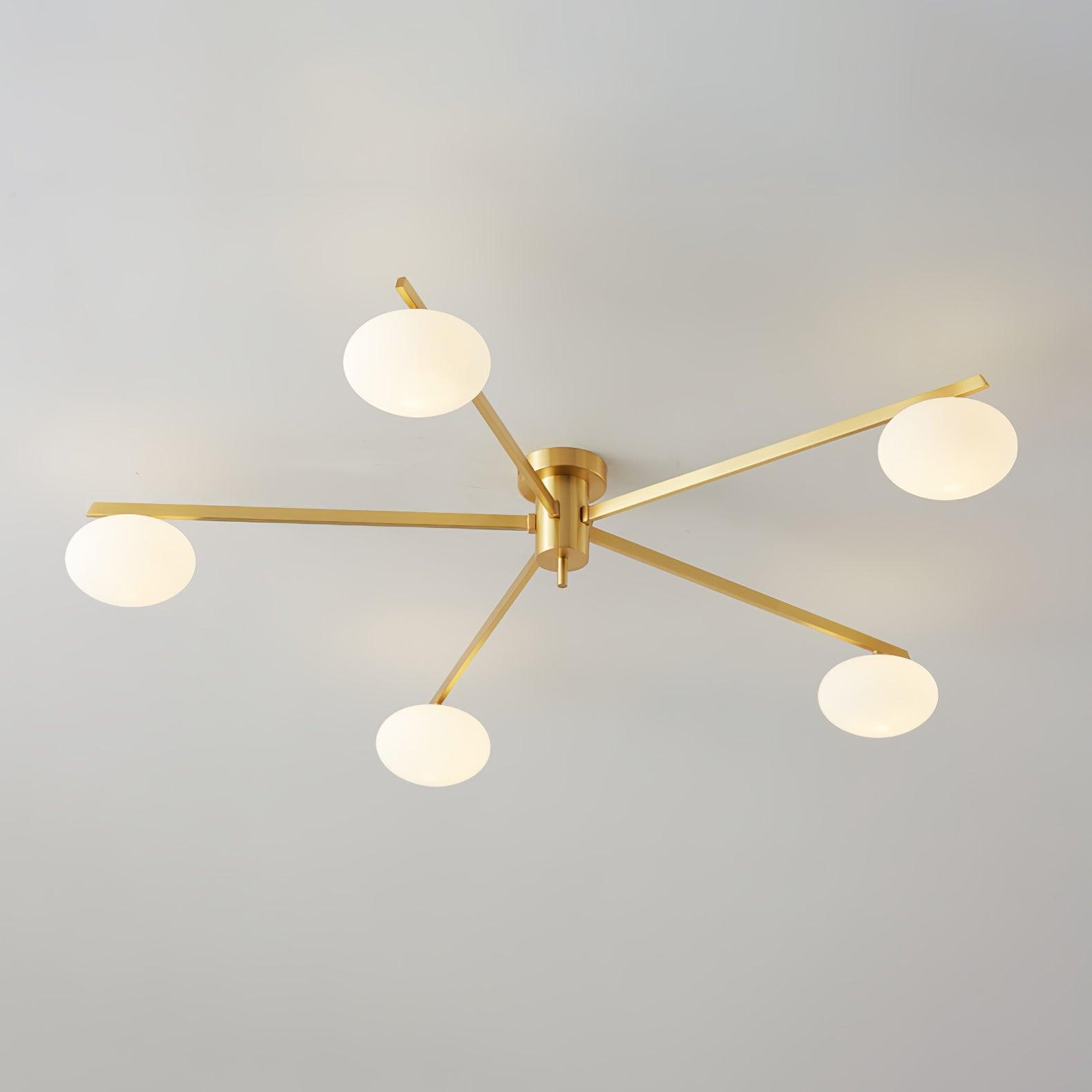 Glass Ceiling Light Modern Black With White Oval Shade