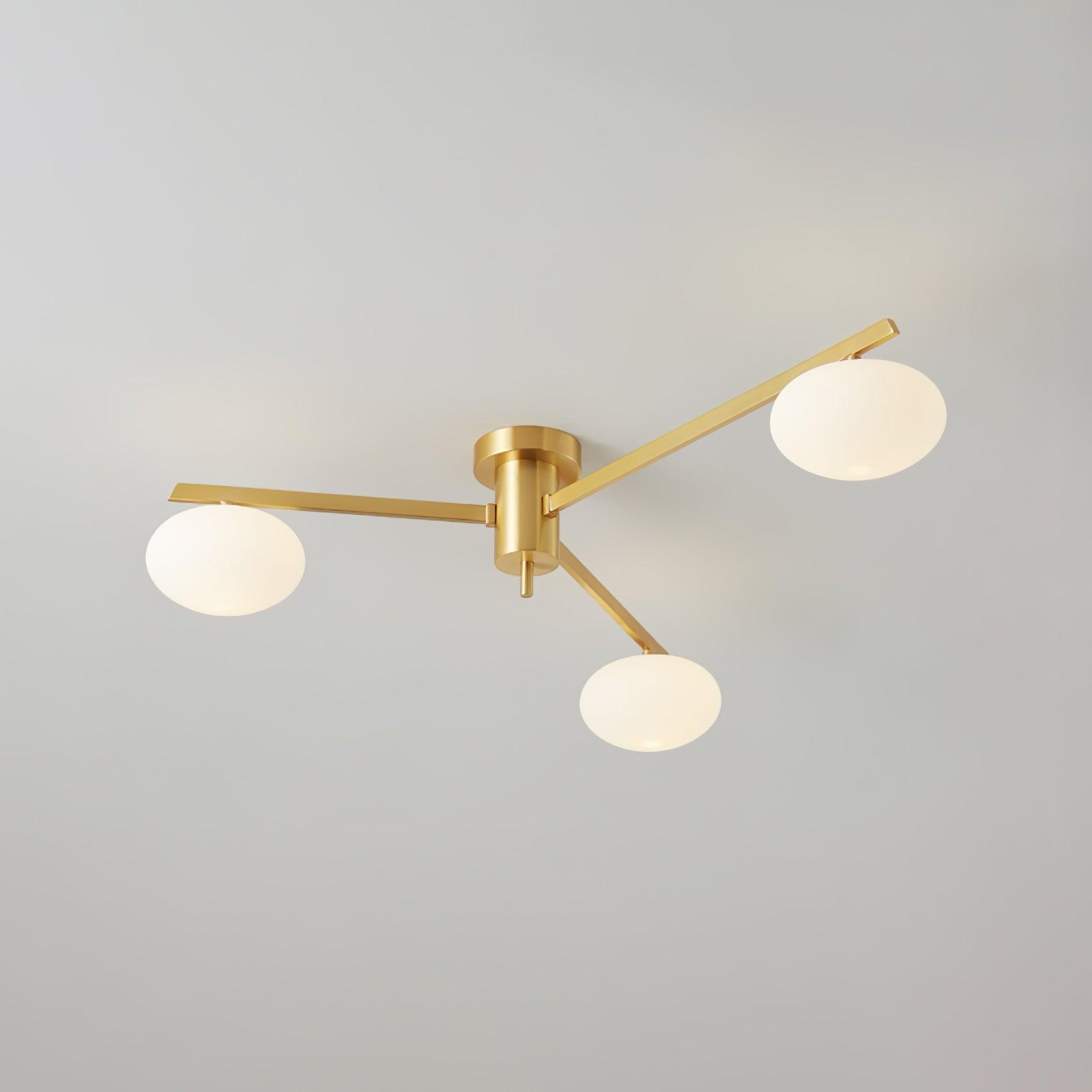 Glass Ceiling Light Modern Black With White Oval Shade