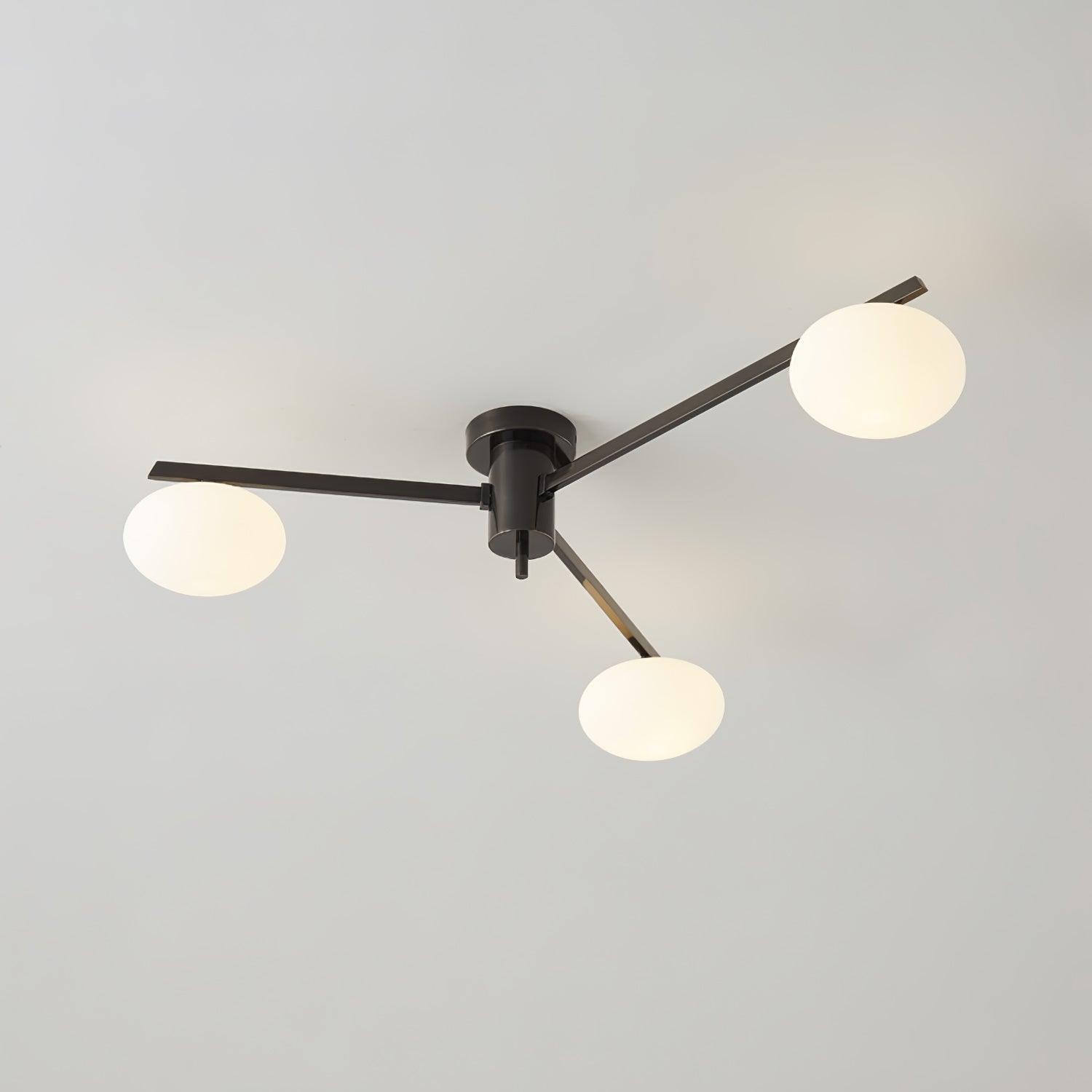 Glass Ceiling Light Modern Black With White Oval Shade