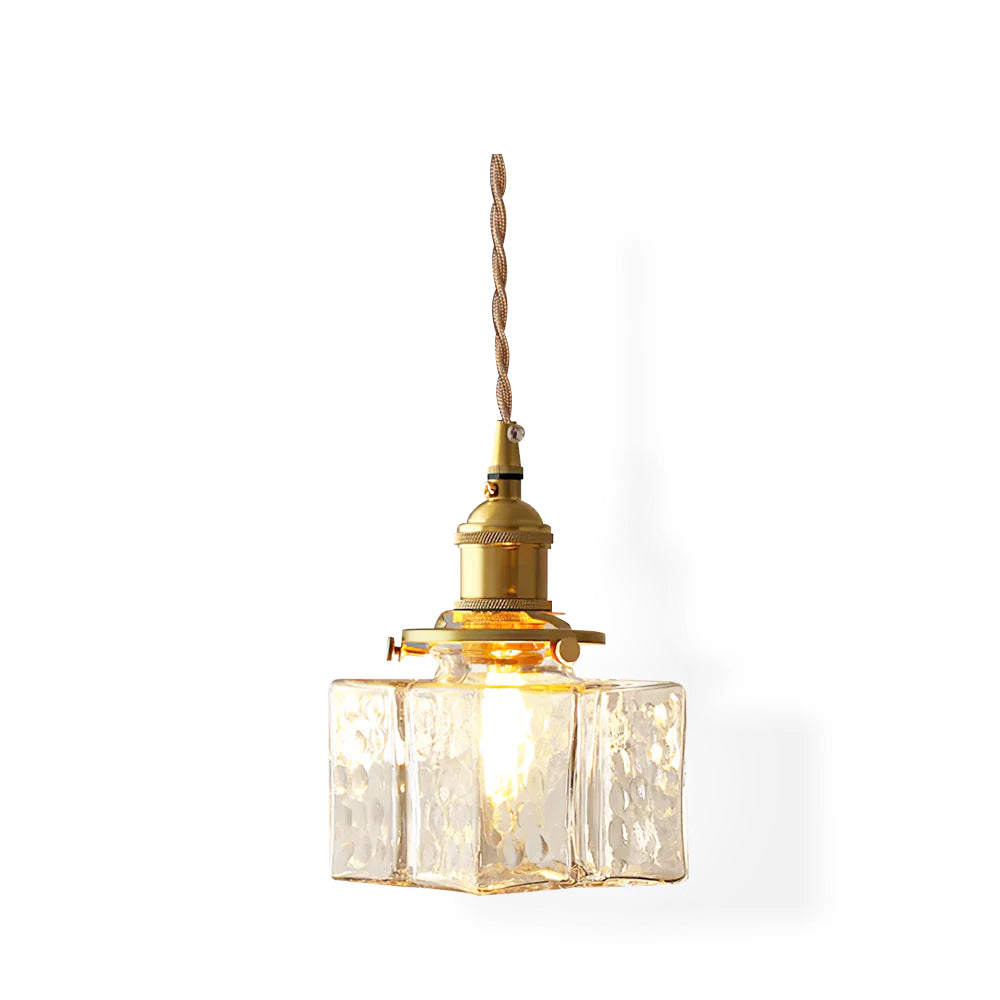 Pendant Light Hammered Brass Glass Vintage For Warm Ambience